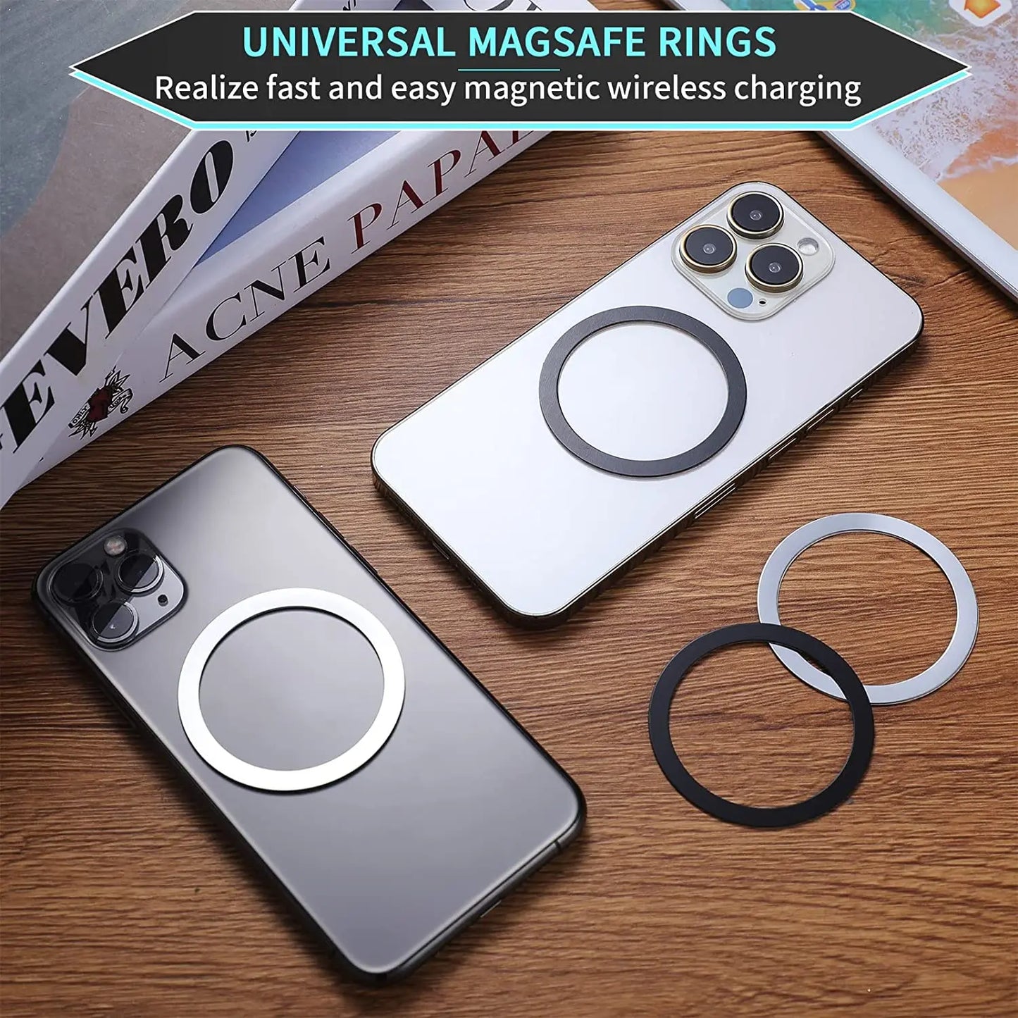 Magnetic Metal Plate Sticker Rings For Magsafe Wireless Charger Magnet Car Mobile Phone Holder Iron Sheet For iPhone 13 12 11
