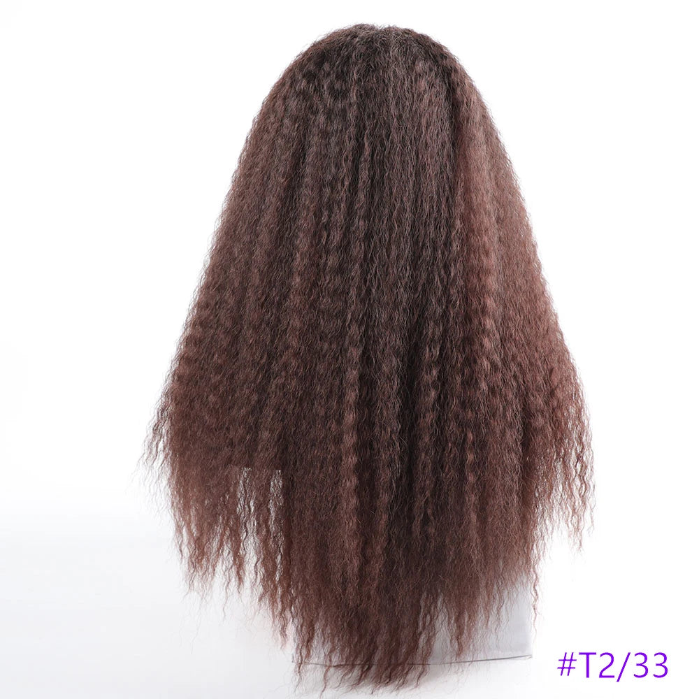 Long Puffy Kinky Curly Synthetic Wigs for Women Black Brown Color Synthetic Curly Hair Wigs Afro Kinky Curly Synthetic Hair Wigs
