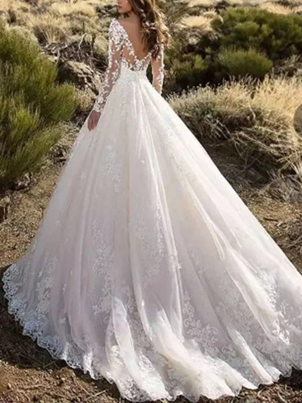 2024 Spring Summer Sexy Refined Handmade Lace Wedding Flower Trailing Large Swing Evening Dress