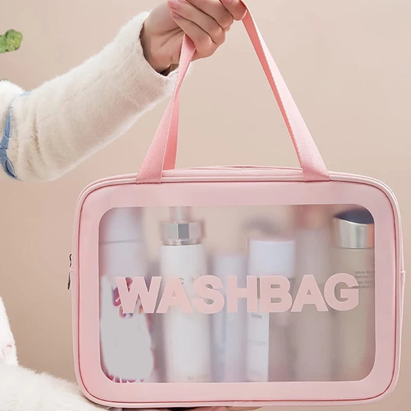 Portable Transparent PVC Makeup Bags Women's Waterproof Cosmetic Bag Travel Washing Toiletry Shower Storage Bag Pouches