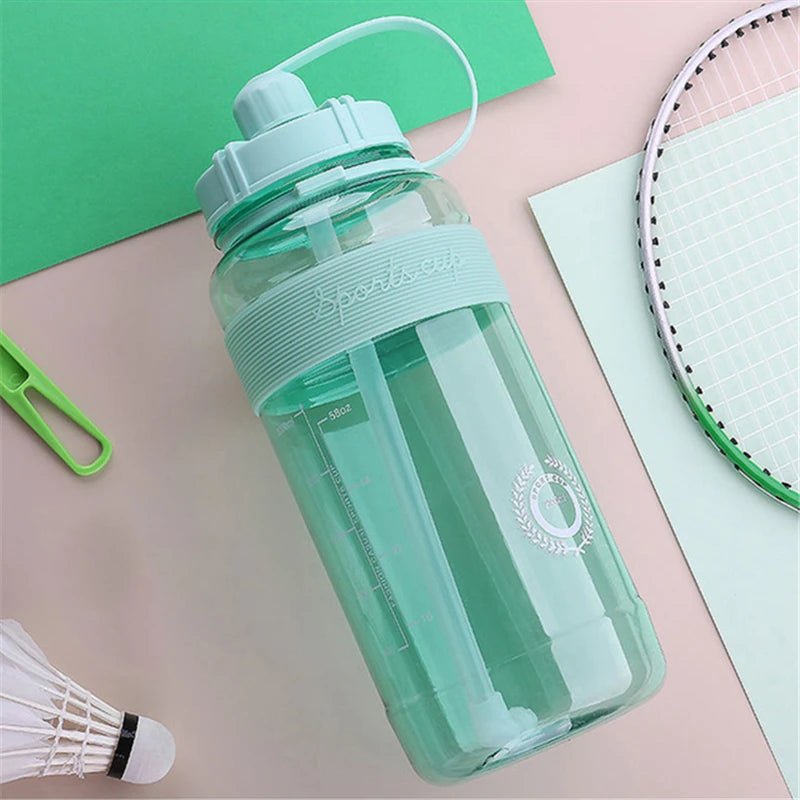 2 Liter Fitness Sports Bottle Plastic Large Capacity Water Bottle with Straw Girl Outdoor Climbing Drink Bottle Kettle BPA free