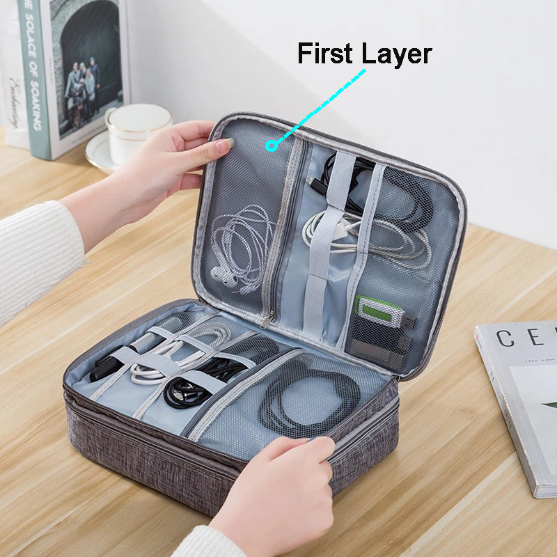 Cable Storage Bag Waterproof Digital Electronic Organizer Portable USB Data Line Charger Plug Storage Bag Travel Cable Organizer