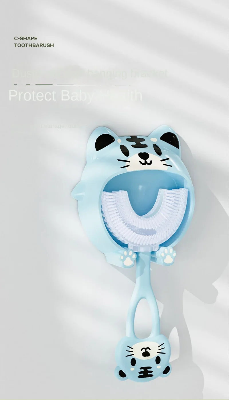 Kids Cartoon Baby Toothbrush Children 360 Degree U Shaped Teeth Brush Oral Care Cleaning Brush Silicone Toothbrush for 2-12Y