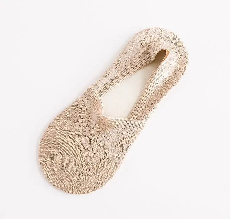 Women Sexy Lace Floral Anklet Socks Breathable Female Basic Summer Invisible Anti Slip Sock Lady Home Floor Slipper Boat Sox