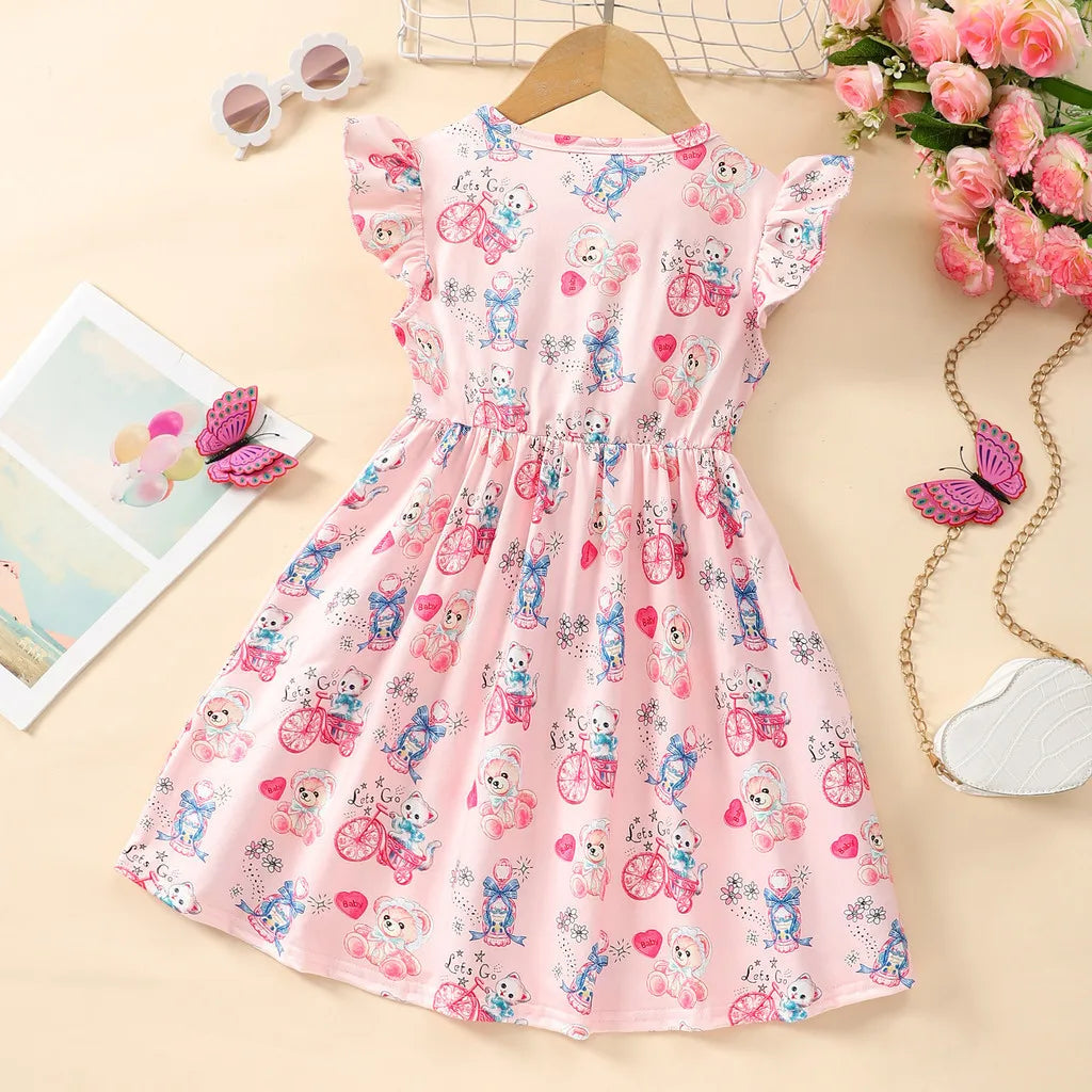 Graphic Dress Kids Girl Clothes Sleeveless 3 4 5 6 7 Y Summer Fashion Casual Super Cute Graphic Children Birthday Party Clothing