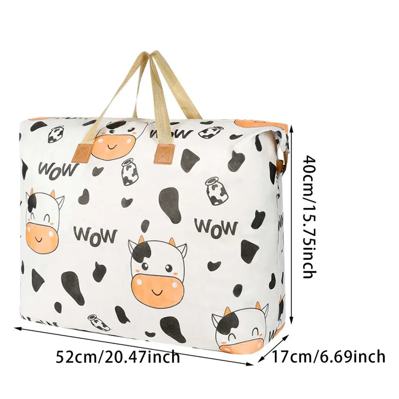 Storage Bag Cute Cartoon Pattern Luggage Bag Moisture Dust Proof Quilt Clothes Storage Bag Large Capacity Sorting Bags Household
