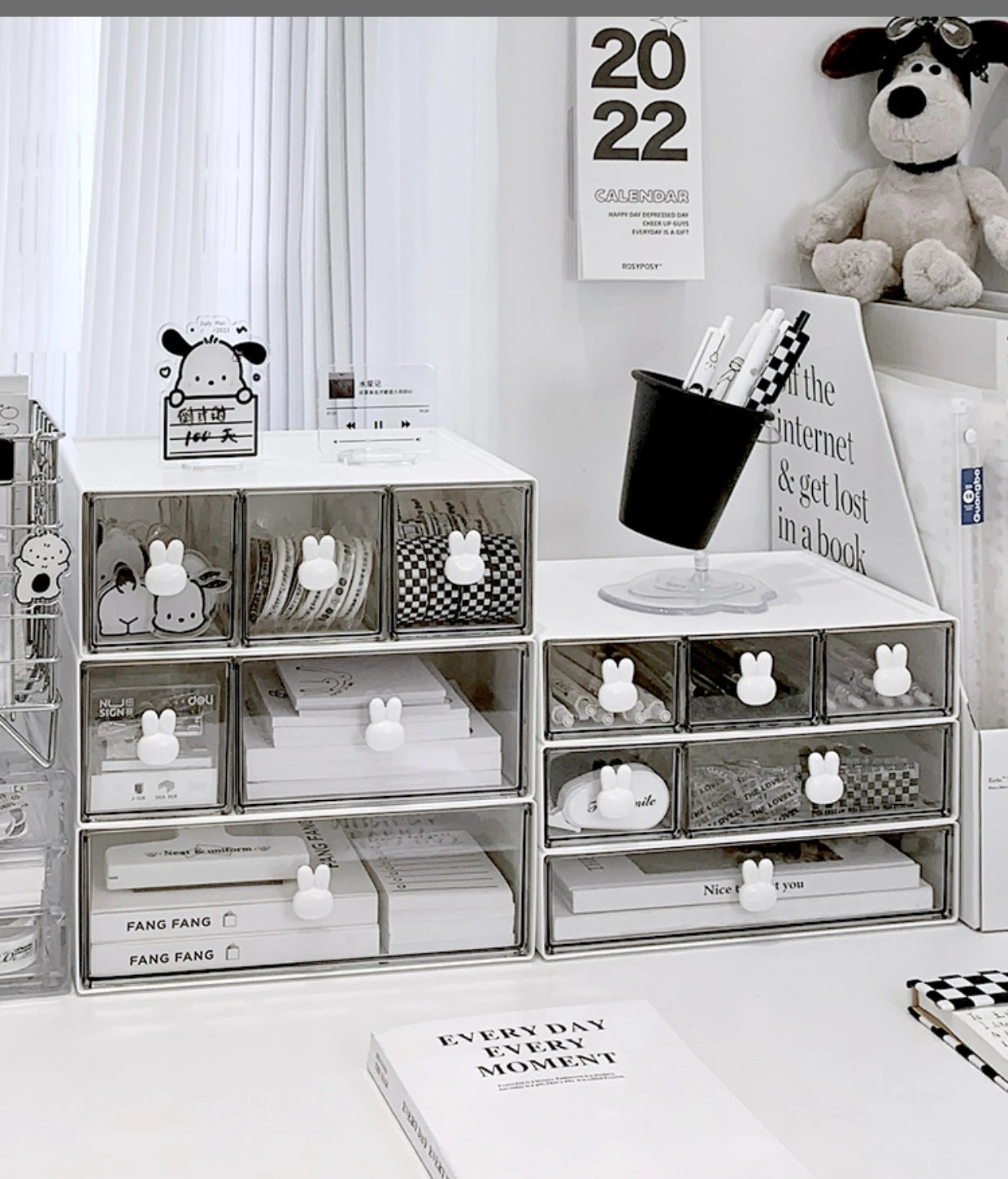Kawaii Ins Organizer Desktop Drawer Free Combination Storage Box Plastic Hairpin Makeup Cosmetics Desk Storage Organizer Rack