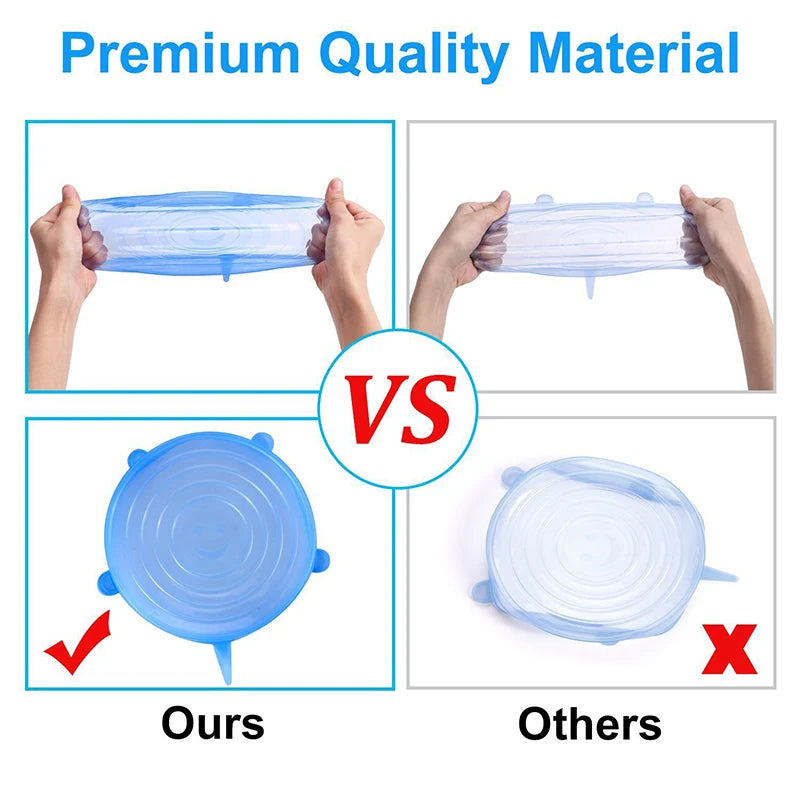 6/12/24PCS Food Silicone Cover Fresh-keeping Stretch Lid Reusable Airtight Cap Wrap Kitchen Accessories Refrigerator Storage