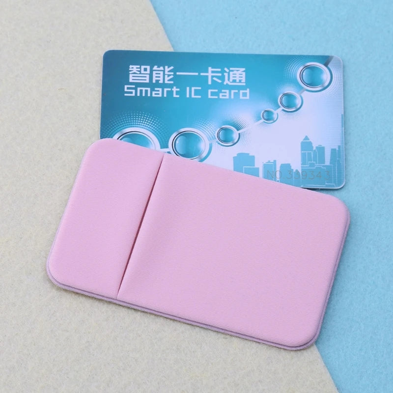 Credit Card Wallet Holder Pocket Stick-On Adhesive Elastic Tool