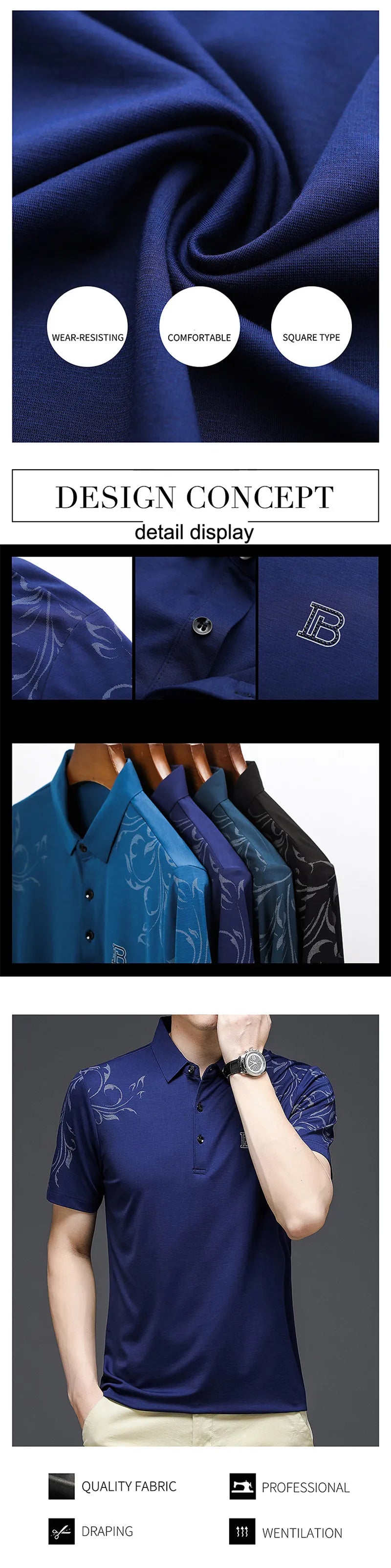 2024 New Fashion Men's Polo Shirt Short Sleeve Letter Printed Summer Shirt Solid Loose Fit Polo Shirt for Male Clothing