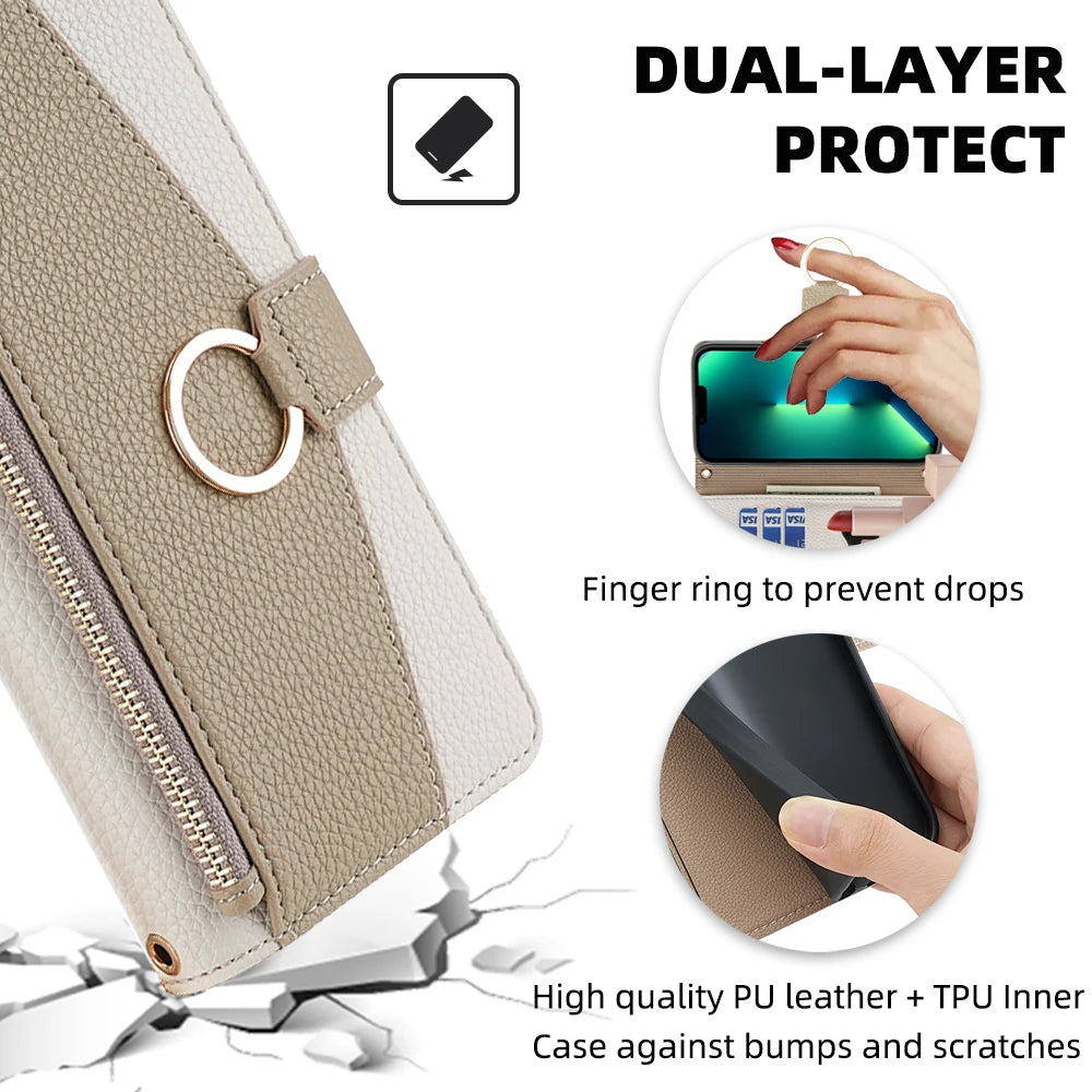 New Fashionable Multi-color Patchwork Flip Leather Phone Case with Lanyard Nokia C12 Pro X10-X20 G21-G11 G10-G20 C20 1.4