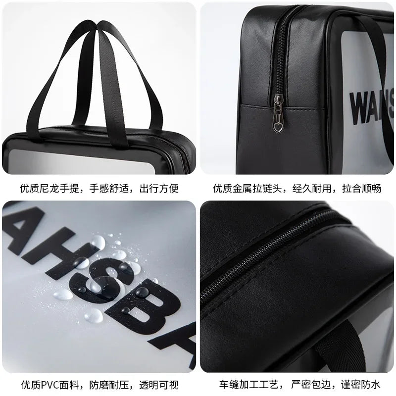 Portable Travel Clear Storage Bag PVC Makeup Bag Waterproof Washbag Transparent Large Capacity Women's Portable Cosmetic Cases