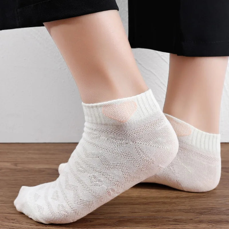 Cute Cat Boat Socks Summer Anti Slip Sweet Lovely Cartoon Animals Simple Short Sock Sweat-absorbing Breathable Elastic Hosiery