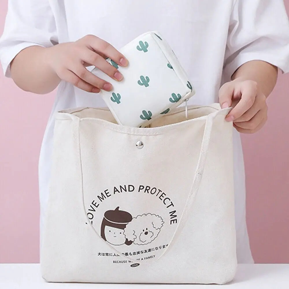 Tamper-Proof Sanitary Pad Tissue Bags Cartoon Change Coin Clip Towel Napkin Credit Card Holder Makeup Organizer Headphone Case