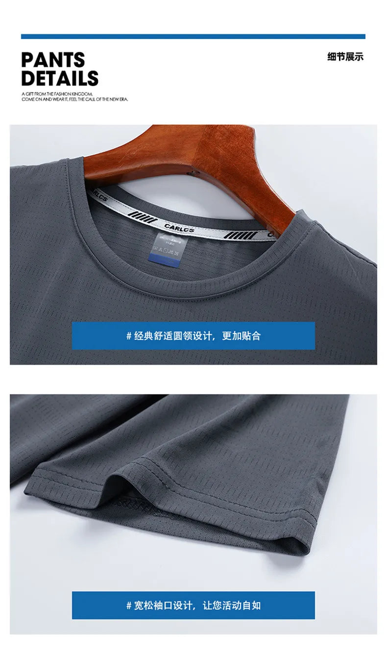 Summer T-Shirts Men Good Quality  Fast Dry Cool Basic Tshirts Male Tee Shirt Boys Fashion Camping Top Clothing Plus Size M-5XL