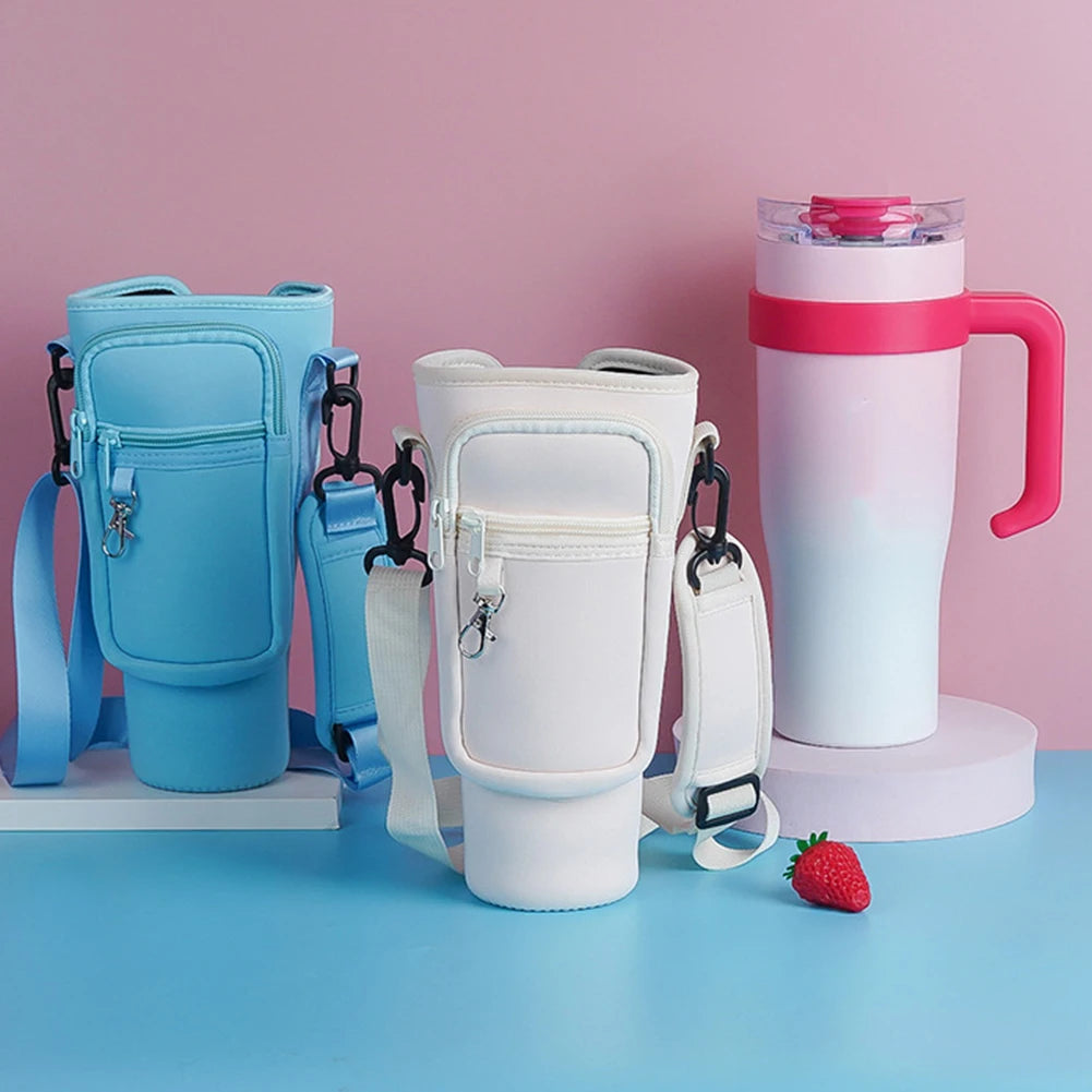 40oz Water Bottle Cover Bag Pouch With Adjustable Straps Neoprene Water Pouch Holder Bottle Carrier Bag For Stanley Quencher Cup