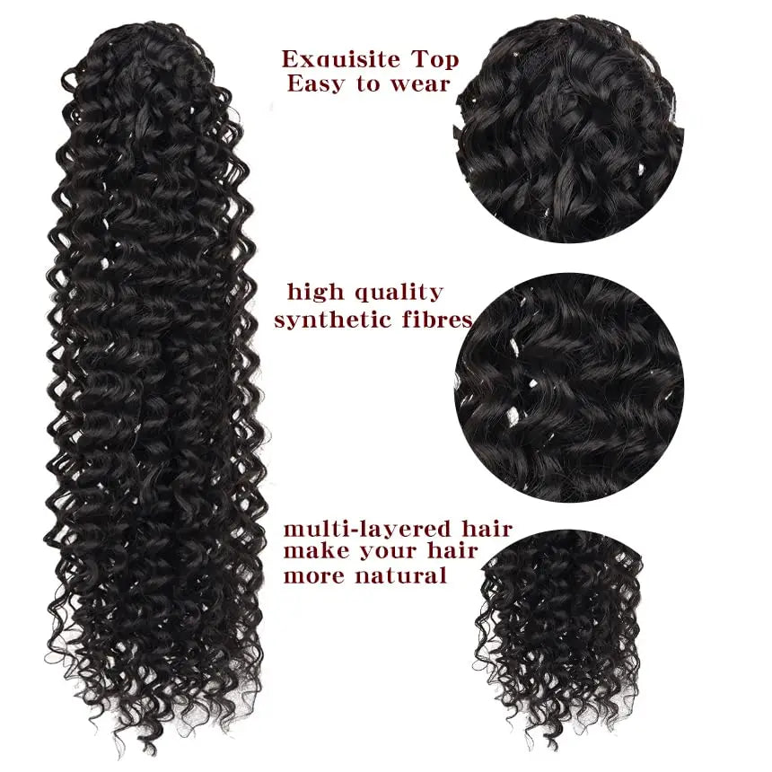 Corn Curly Drawstring Ponytail Extension For Black Women Long WavyNatural Ponytail Synthetic Hairpiece Natural Synthetic Hair