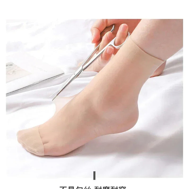 Summer Socks Skin Color Transparent Ultrathin Women Crystal Silk Socks Nylon Ladies Female Summer Short Ankle Sock Meias