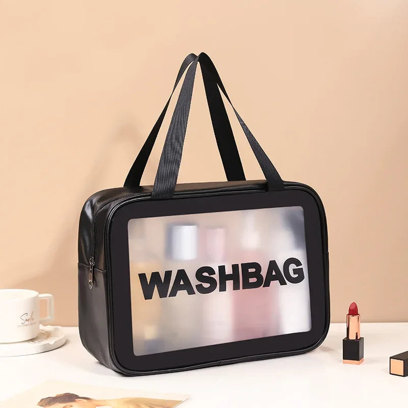 Portable Travel Clear Storage Bag PVC Makeup Bag Waterproof Washbag Transparent Large Capacity Women's Portable Cosmetic Cases