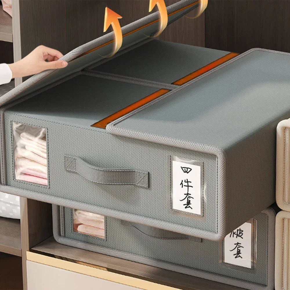 Creative Bed Sheet Storage Box Clothing Fabric Sheet 4-piece Organizer Wardrobe Blanket Quilt Cover Non-woven Storage Box