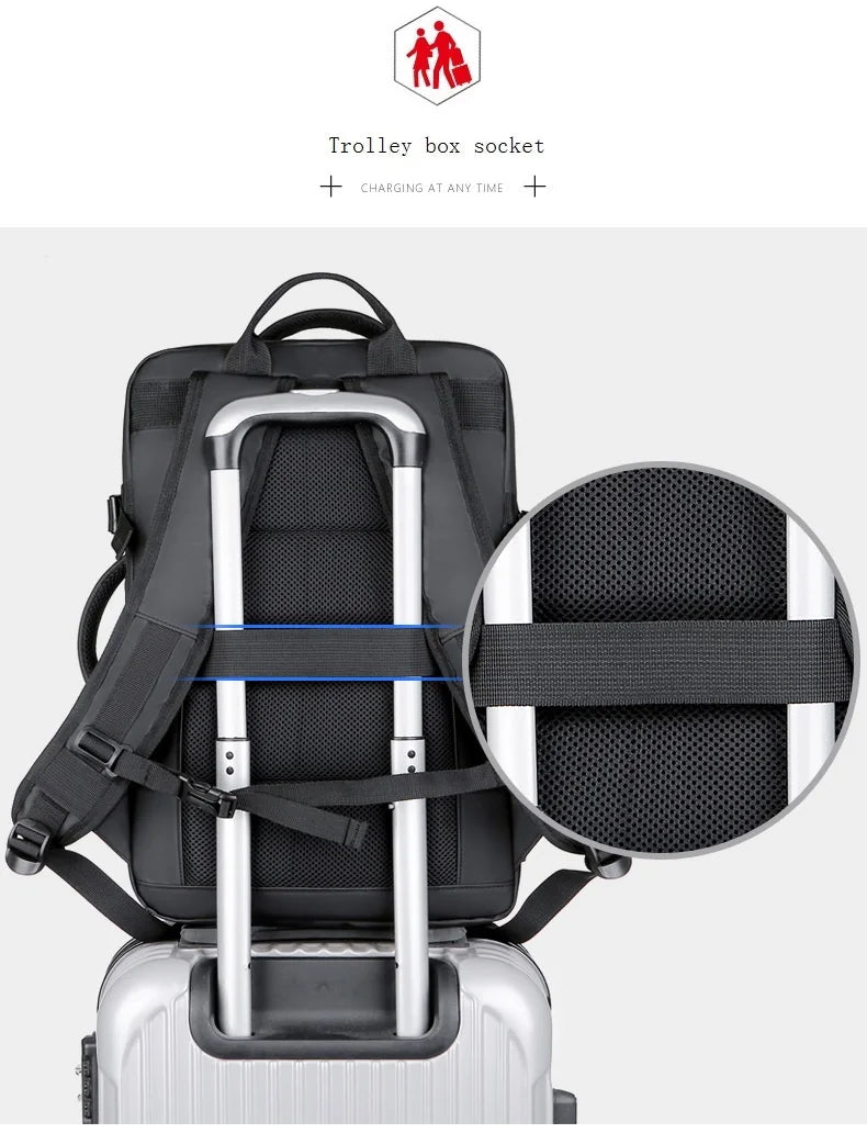 Men's Business Waterproof Multi-Function Backpack USB Charging 17 "Laptop Bag Can Be Extended Large Capacity Travel Backpack New