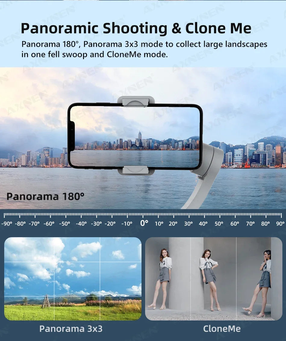 Handheld 3-Axis Smartphone Gimbal Stabilizer with Anti-Shake, Built-in Fill Light, Ideal for iPhone Android Vlogging and Tiktok