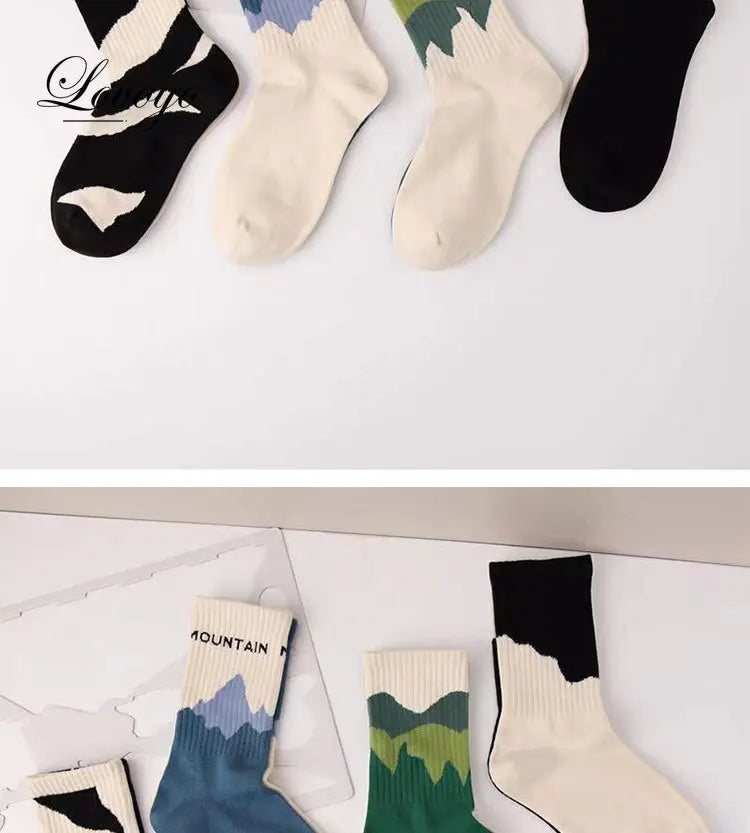 INS Fashion Socks Hip Hop Skateboard Striped Mid Tube Socks Solid Color Breathable Cotton Sock Women Cute Socks