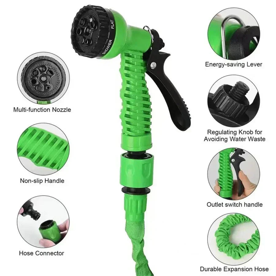 25FT-200FT Garden Hose Expandable Magic Water Pipes Home Garden Daily Watering Tools High-Pressure Car Wash Cleaning Water Gun