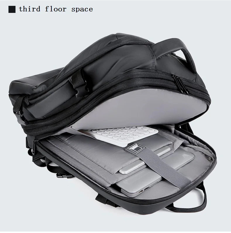 Men's Business Waterproof Multi-Function Backpack USB Charging 17 "Laptop Bag Can Be Extended Large Capacity Travel Backpack New