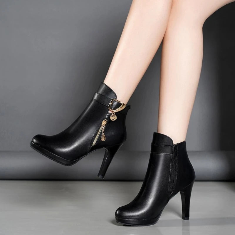 2023 New Fashion Women's Boots Autumn and Winter Ankle Boots Women's Round Toe Thin Heel Zipper Casual Women's Shoes