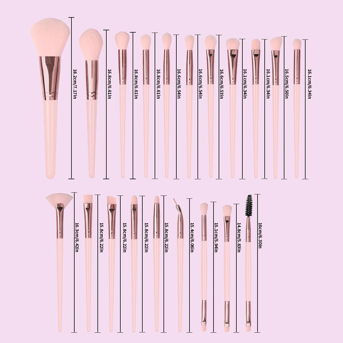 MAANGE 20PCS Makeup Brush Cushion Puff Set Pink Kabuki Foundation Powder Concealer Eyeshadow Eyebrow Brushes Mini Triangle Puff