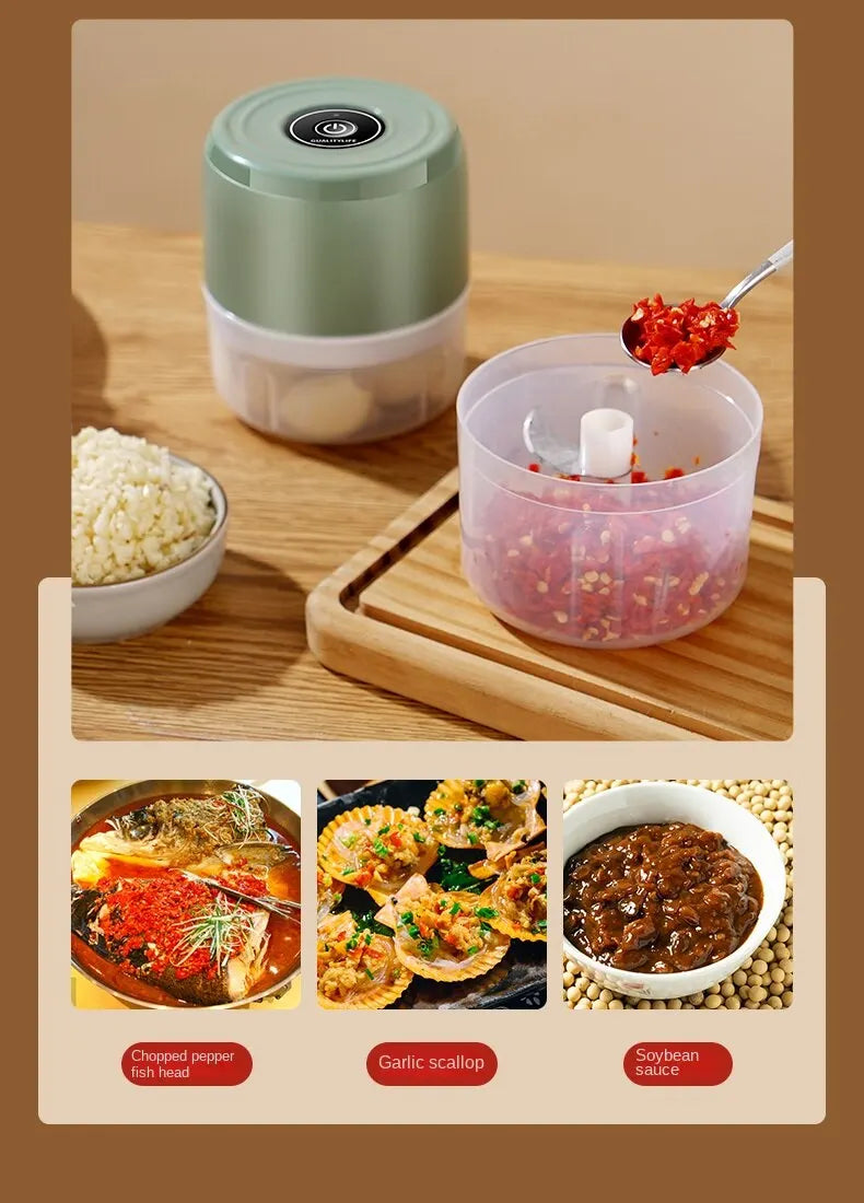 Electric Food Chopper Garlic Crusher Meat Grinder Mini Garlic Press Vegetable Chopper Masher Machine USB Kitchen Gadgets