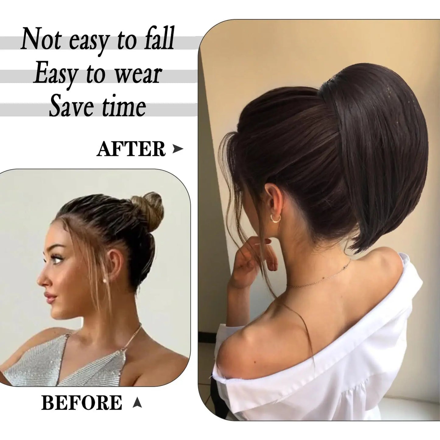 fashion straight hair ponytail wig female short drawstring bun natural simulation chemical fiber fluffy ponytail