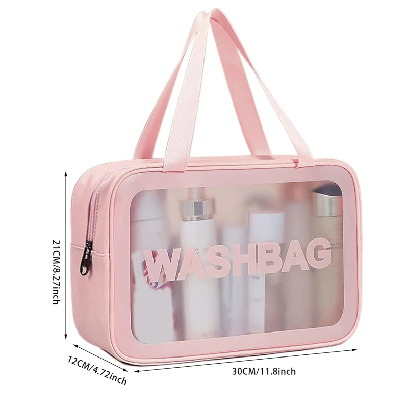 Portable Transparent PVC Makeup Bags Women's Waterproof Cosmetic Bag Travel Washing Toiletry Shower Storage Bag Pouches