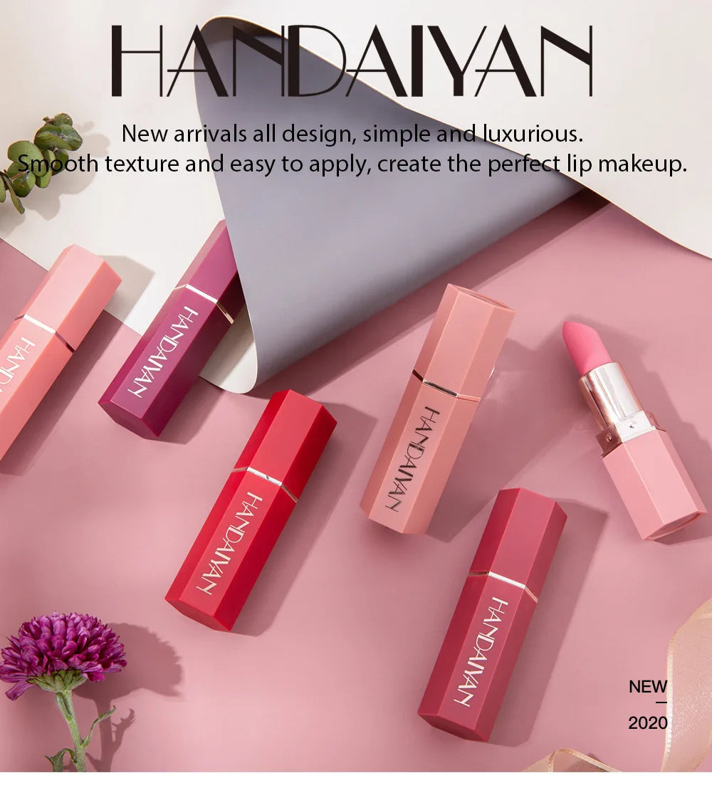 6 Colors Waterproof Nude Matte Lipsticks Long Lasting Lip Stick Not Fading Sexy Red Pink Velvet Lipsticks Makeup Cosmetic Batom