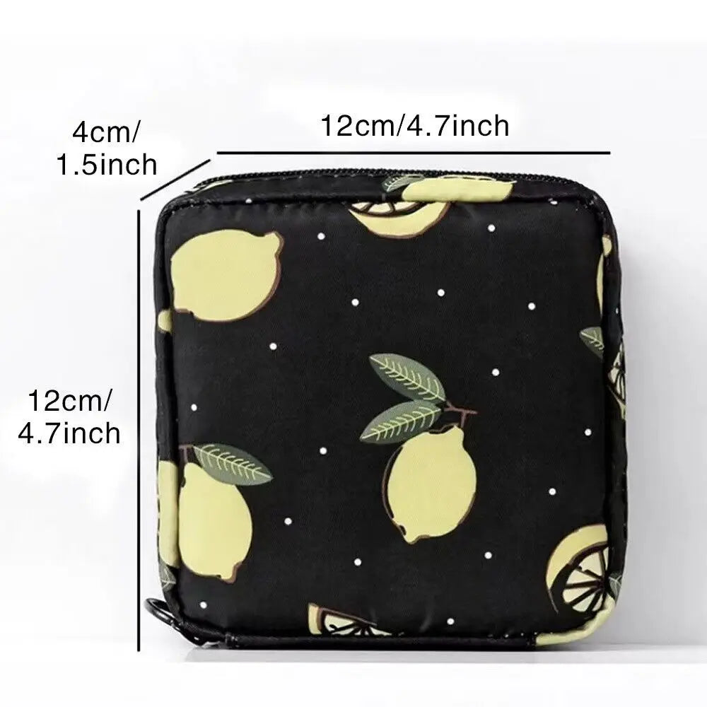 Tamper-Proof Sanitary Pad Tissue Bags Cartoon Change Coin Clip Towel Napkin Credit Card Holder Makeup Organizer Headphone Case
