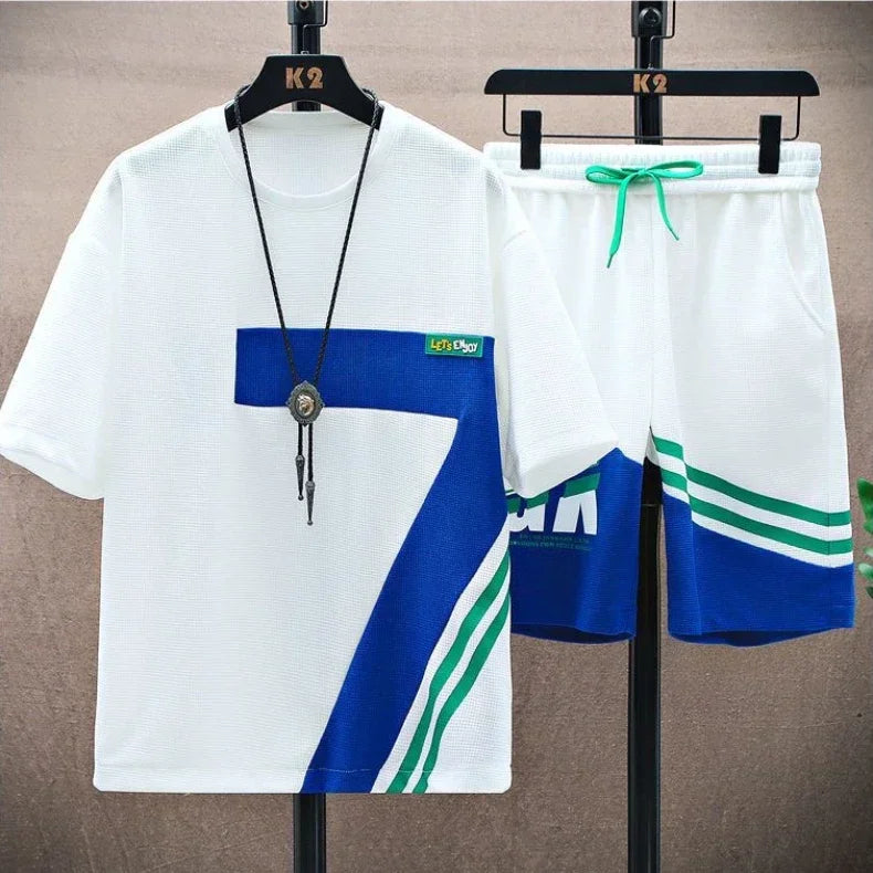 Summer T Shirts for Men Clothing Casual Gradient Men Set Tshirt Summer Running Men's Two-piece Oversize Gym Sport Short Pants