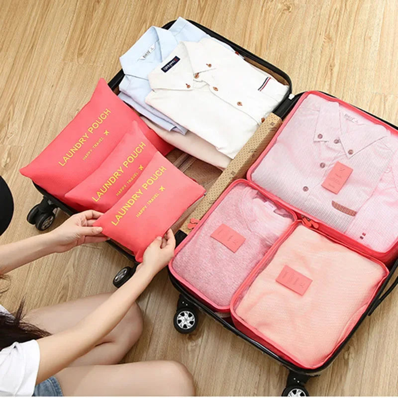 6pcs Travel Storage Organizer Bags Portable Travel Luggage Suitcase Organizer Bags For Women Clothes Shoes Makeup Bag