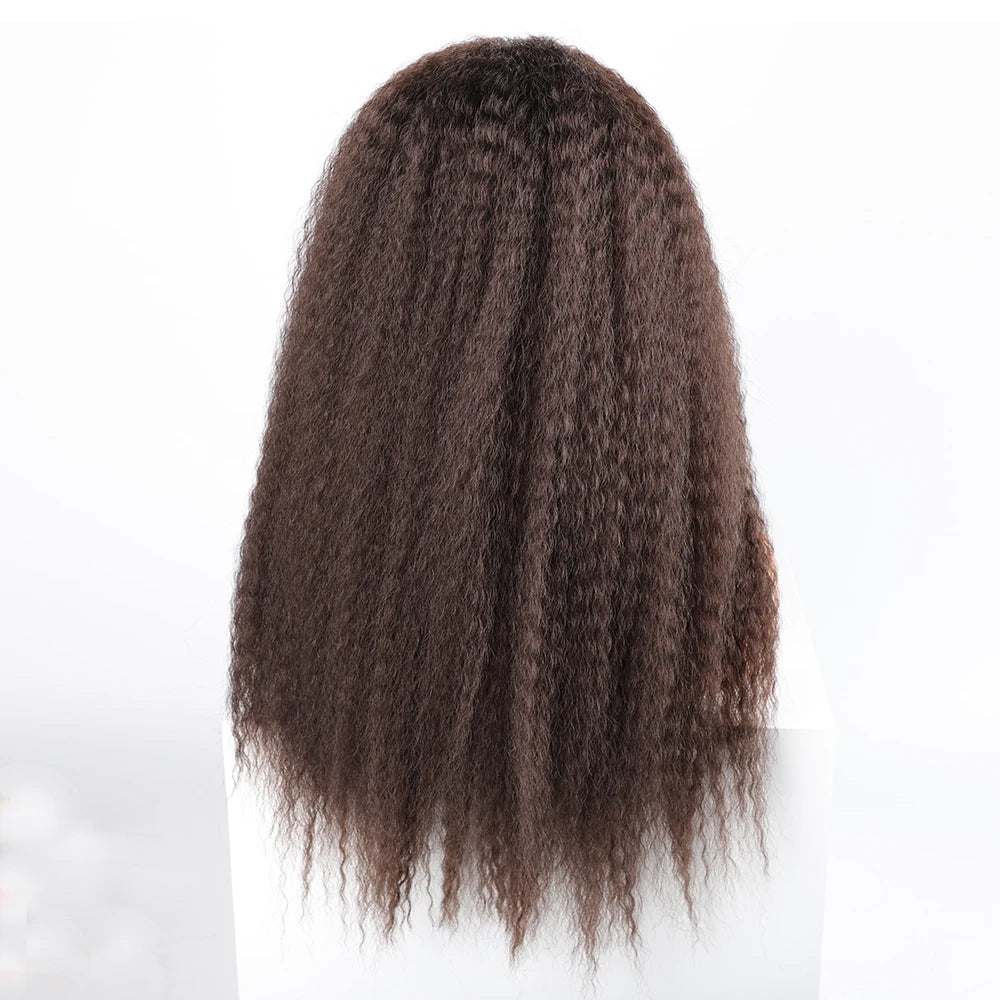 Long Puffy Kinky Curly Synthetic Wigs for Women Black Brown Color Synthetic Curly Hair Wigs Afro Kinky Curly Synthetic Hair Wigs