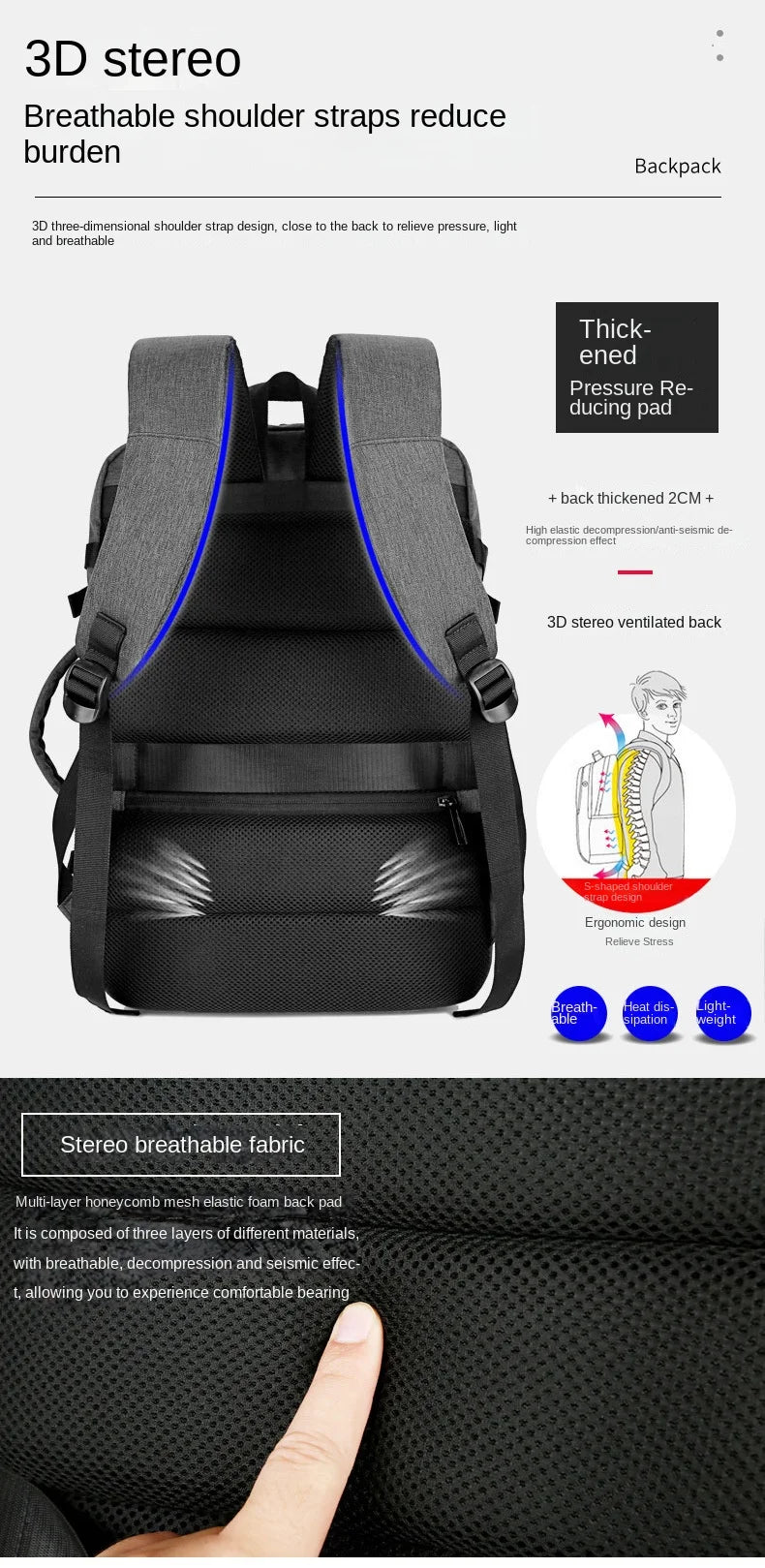 40LExpandable USB Travel Backpack, Flight Approved Carry on Bags for Airplanes,Water Resistant Durable 17-inch backpack men