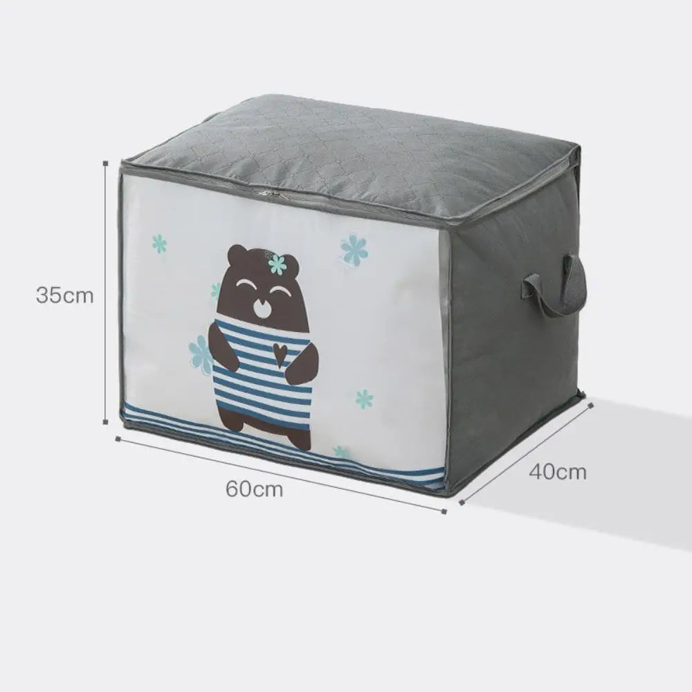 Cartoon Bear Storage Bag Zipper Large Capacity Clothes Quilt Storage Bag Moisture-Proof And Mildew Proof Moving And Sorting Bag