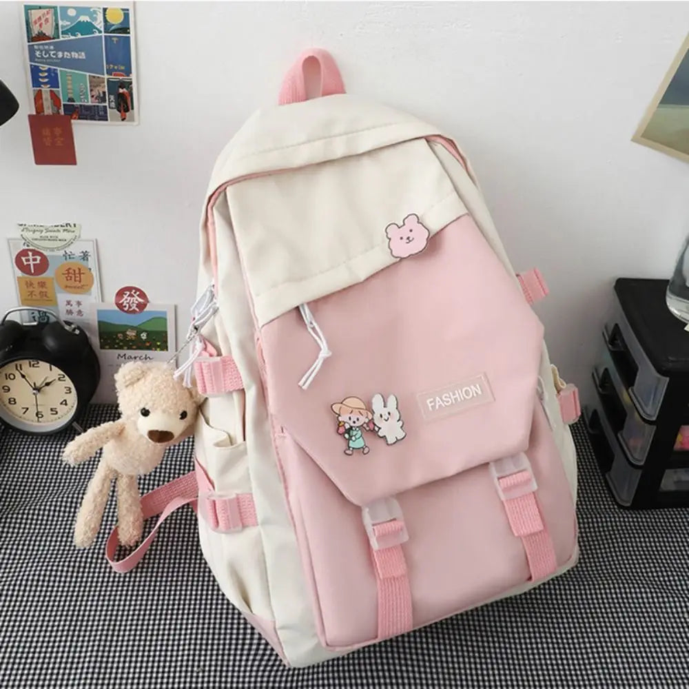 Nylon Book Bag Large Capacity Teenage College Backpack Fashion School Bag Cute Girls Boys Travel Backbag College Bag Waterproof
