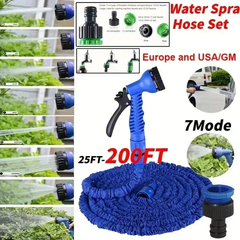 25FT-200FT Garden Hose Expandable Magic Water Pipes Home Garden Daily Watering Tools High-Pressure Car Wash Cleaning Water Gun