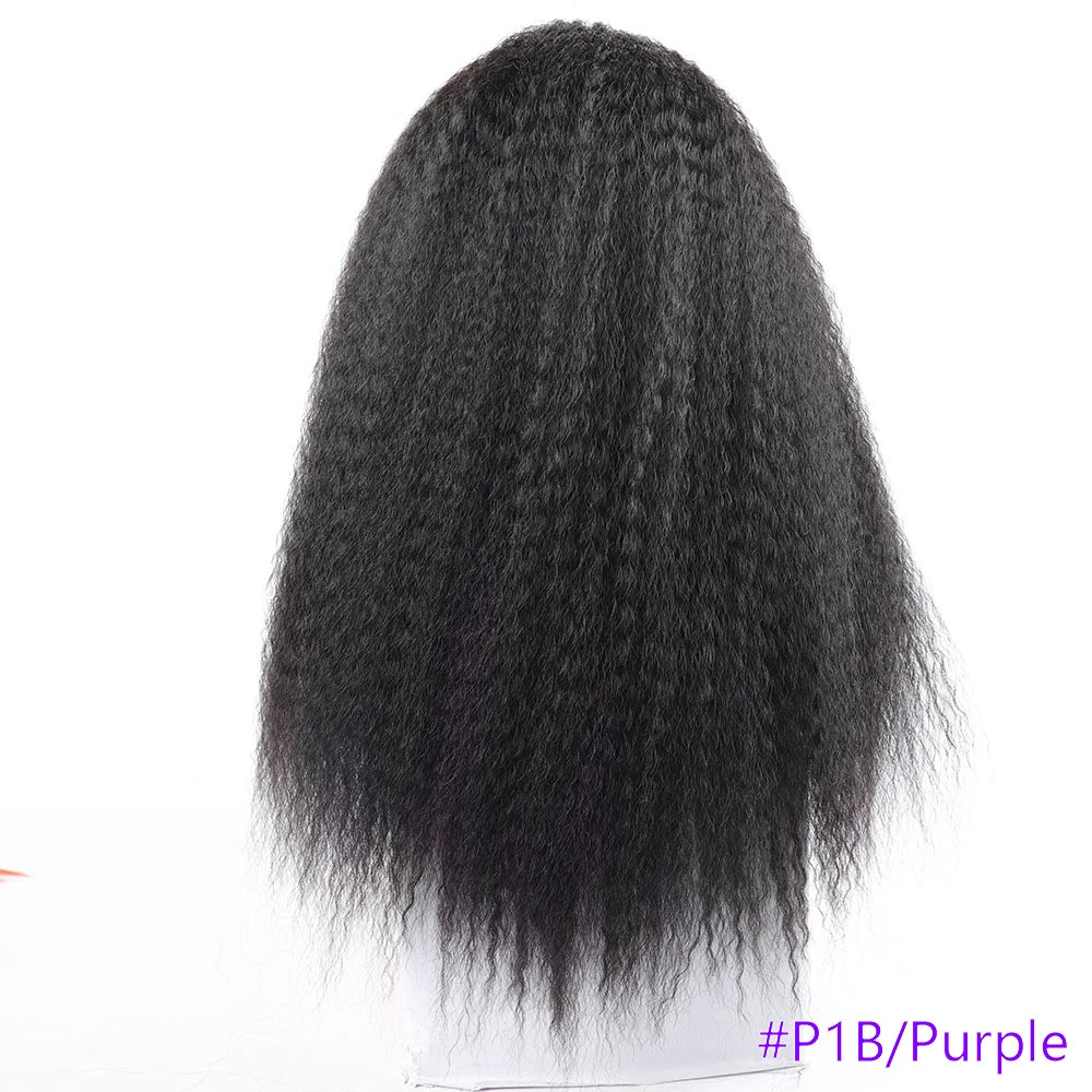 Long Puffy Kinky Curly Synthetic Wigs for Women Black Brown Color Synthetic Curly Hair Wigs Afro Kinky Curly Synthetic Hair Wigs