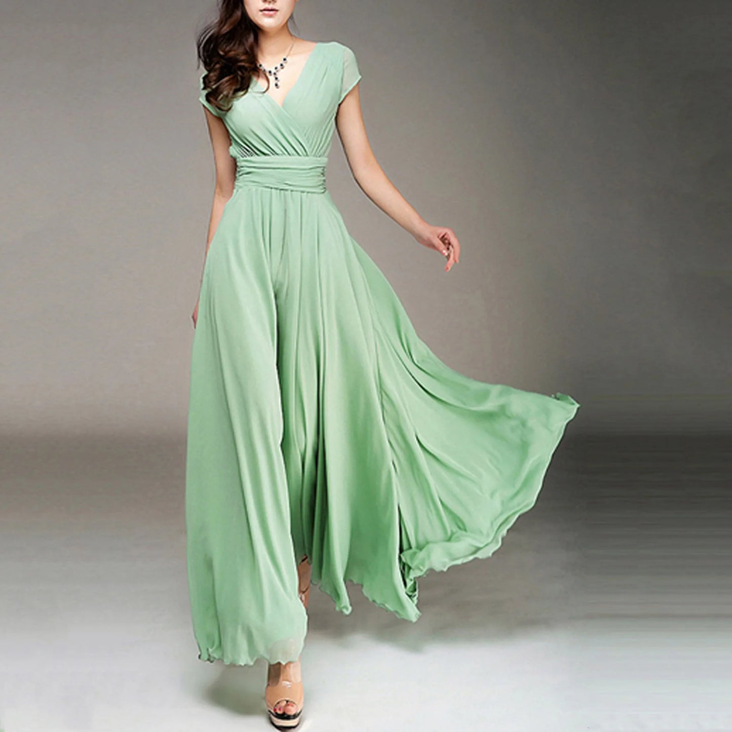 2023 Women Ladies Clothing Short-Sleeve Sexy Club Boho Beach Dress Lady Summer Deep V Neck Party Long Maxi Dress