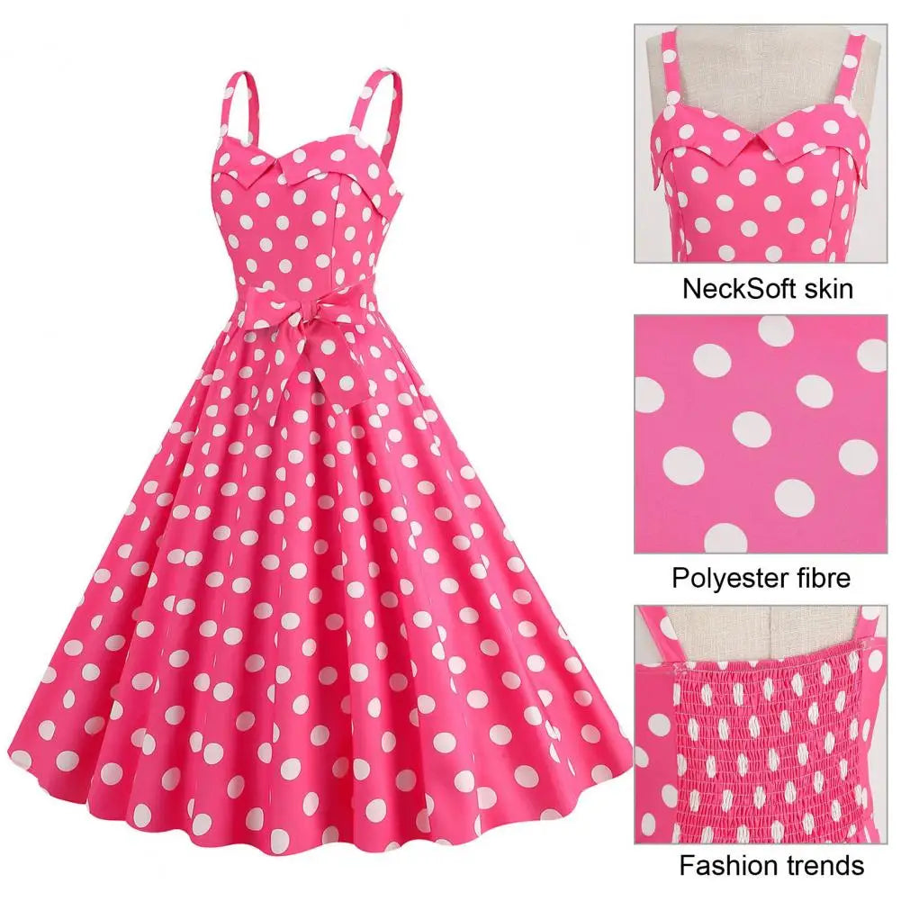 Women Vintage Barbiee Pink Plaid Dress Retro Rockabilly Strap Suspenders Cocktail Party 1950s 40s Swing Dress Summer Dresses