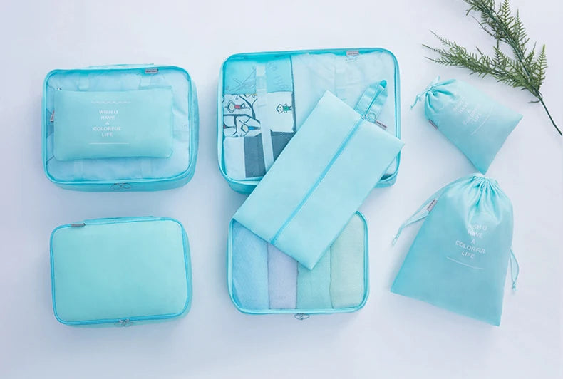 7/8/9 PCS New Set Travel Organizer Storage Bags Large Capacity Suitcase Storage Luggage Clothes Sorting Organizer Set Shoe Pouch