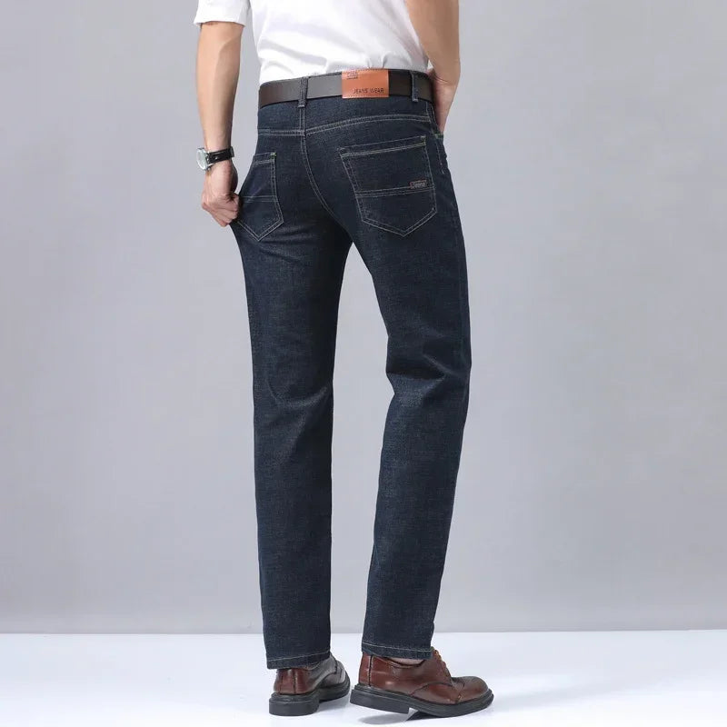 Casual Men Classic Business Jeans 2024 Summer Autumn Slim Stretch Denim Trousers Male High Quality Luxury Pants Brand Clothing