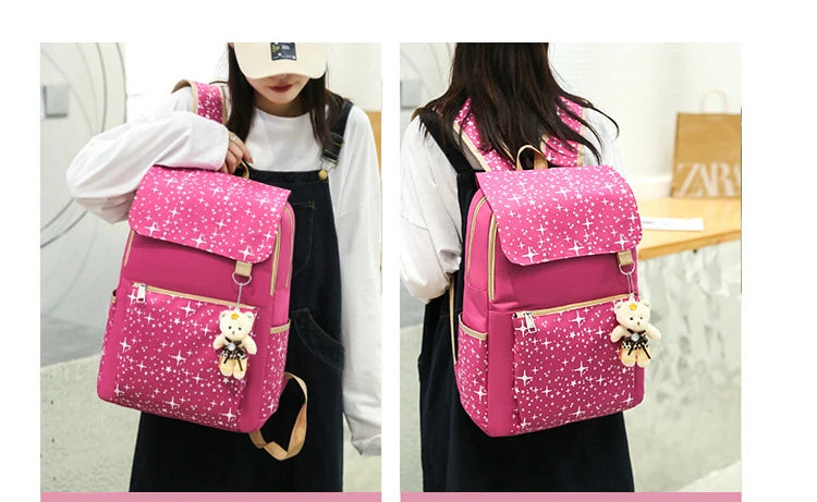 Student Backpack Three Piece Canvas Schoolbag Academic Style High Capacity Backpack for Boys and Girls Junior School Backpack