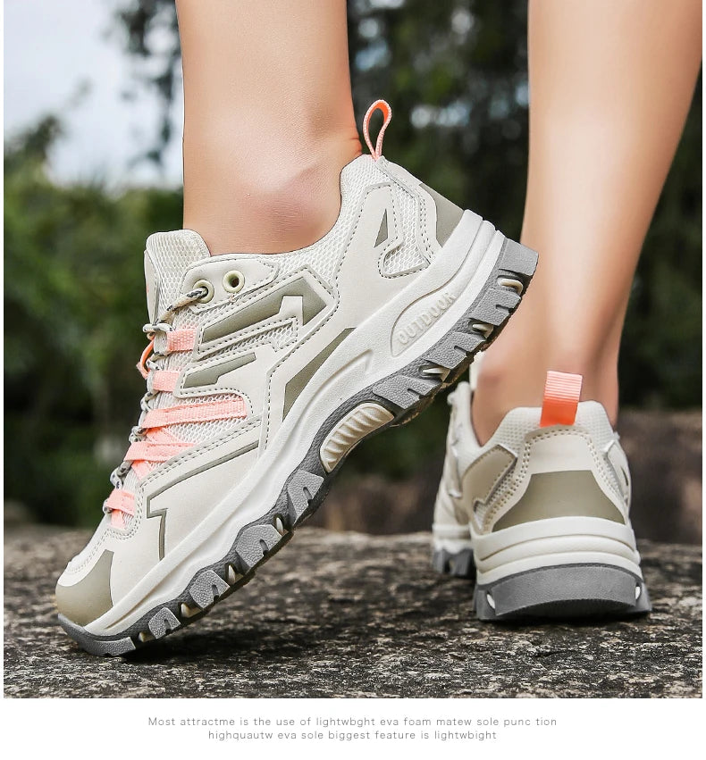 2023 Women Outdoor Casual Shoes Summer Breathable Mesh Hiking Sneakers Female Light Trekking Footwear Flat Fashion Climbing Work